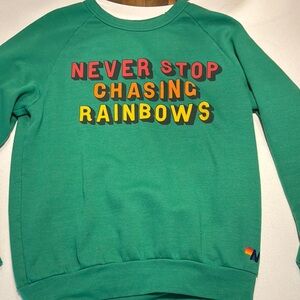 Aviator Nation Green Sweatshirt with Multicolor Text